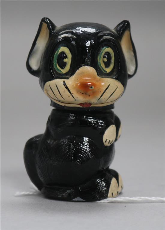 A Potter & Moon Ooloo black cat scent bottle, Reg. No. 748794